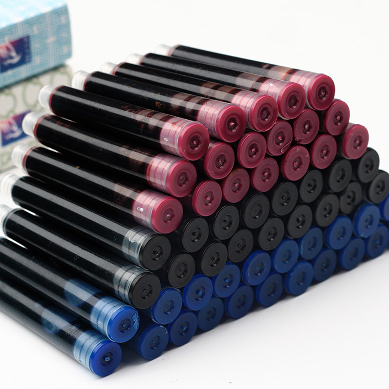 50/100Pcs Fountain Pen Ink Refills 3.4mm Standards International Stationery Office Supplies Ink Pens Blue Black Red Blue-black