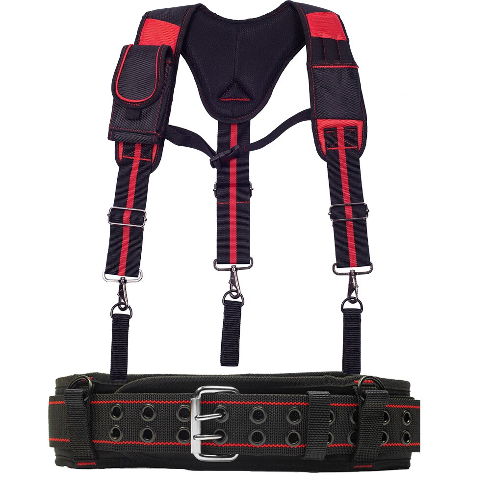 Ensemble de bretelles de travail pour charpentier, ceinture à outils, réglables, rembourrées, lombaires et de style joug, pour électricien: Style 2