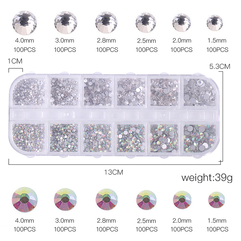 nail art accesoires ongle decoration strass ongle Strass multi-tailles 3D cristal, 3 pièces/ensemble, accessoires pour Nail Art, décorations à faire soi-même, paillettes cristal Rivet gemme 3D, fournitures pour ongles