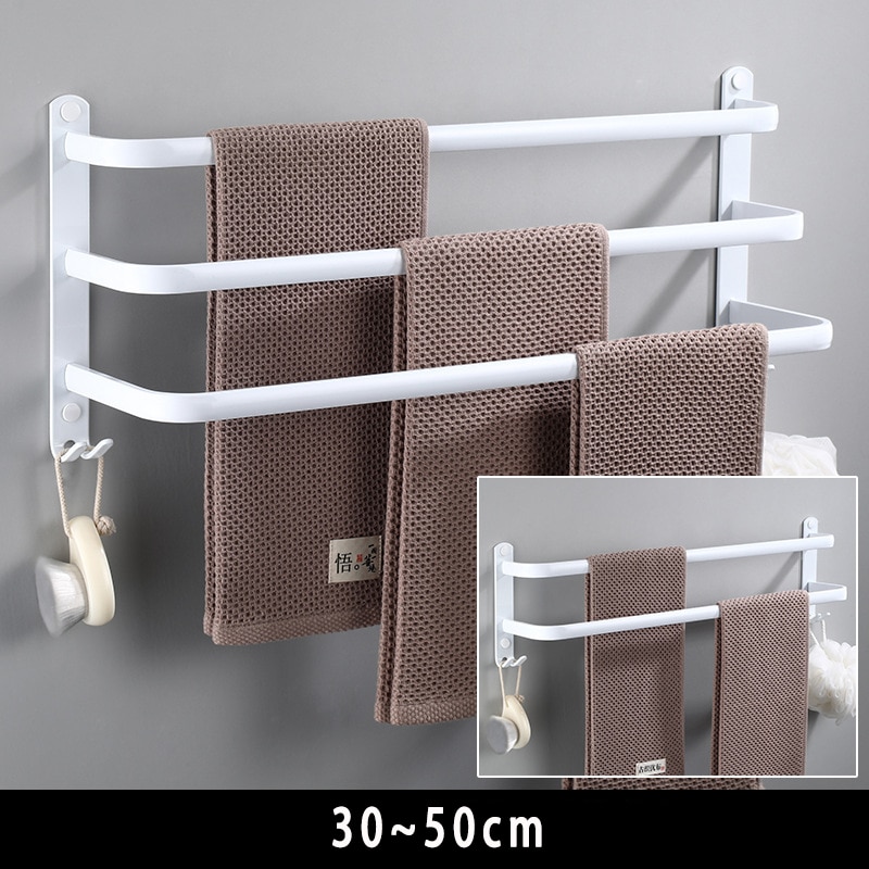 Håndklædehænger vægmonteret håndklædestativ badeværelse plads aluminium hvid håndklædestang mat hvid håndklædeholder