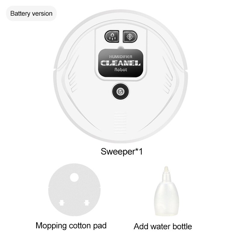 Automatische Vegen Robot Uv Desinfectie Usb Opladen Smart Stofzuiger Dweilen Spray Luchtbevochtiger Thuis Vloer Veegmachine Machine: White Battery