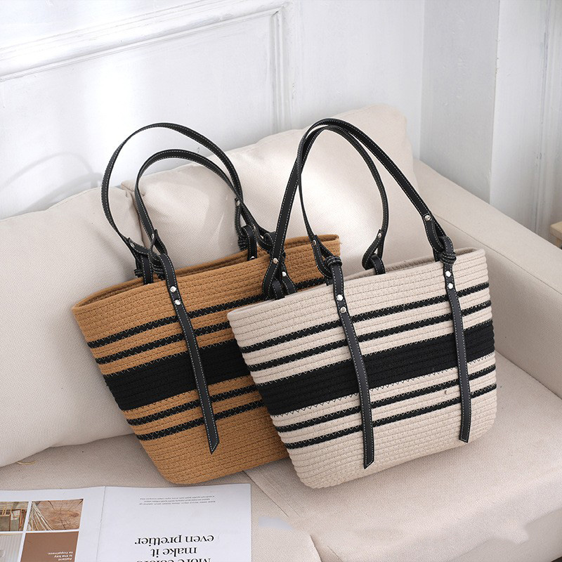 Bohemian Stijl Strandtassen Hoge Capaciteit Handgemaakte Stro Handtas Bakken Casual Reis Strandtas Boodschappentassen Portemonnee Damestas