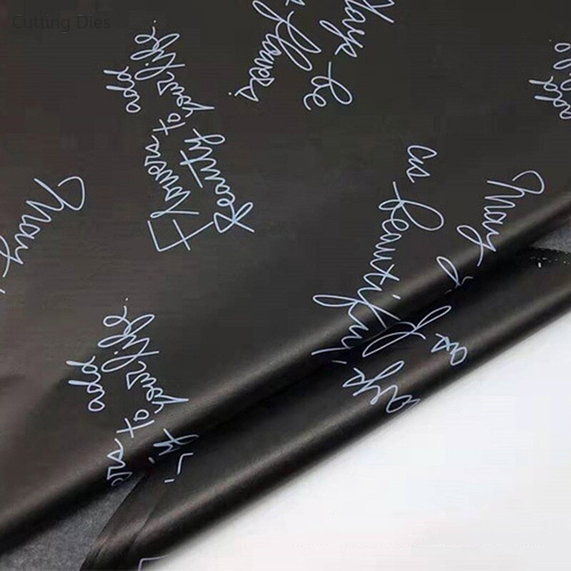 10 Stks/partij 50X70 Cm Brief Gedrukt Tissue Papier Voor Verpakking Wikkelen Decoratieve Papers Card Maken Diy Handgemaakte Craft: Black