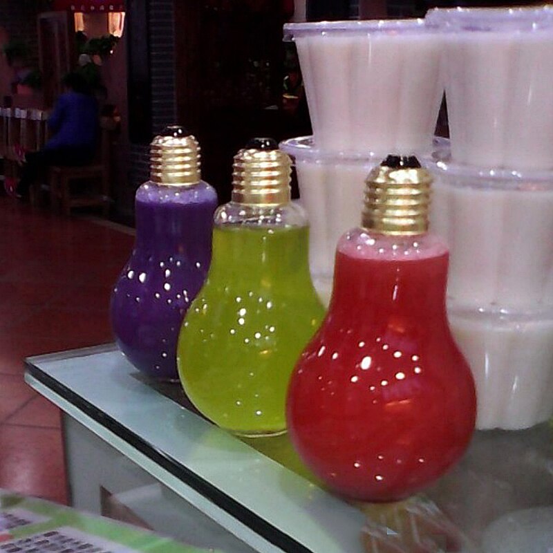 Bottle Tea Glass Light Bulb Water Drink Containers Transparent Clear Glass Cup Bottle for Bar Deco Cup