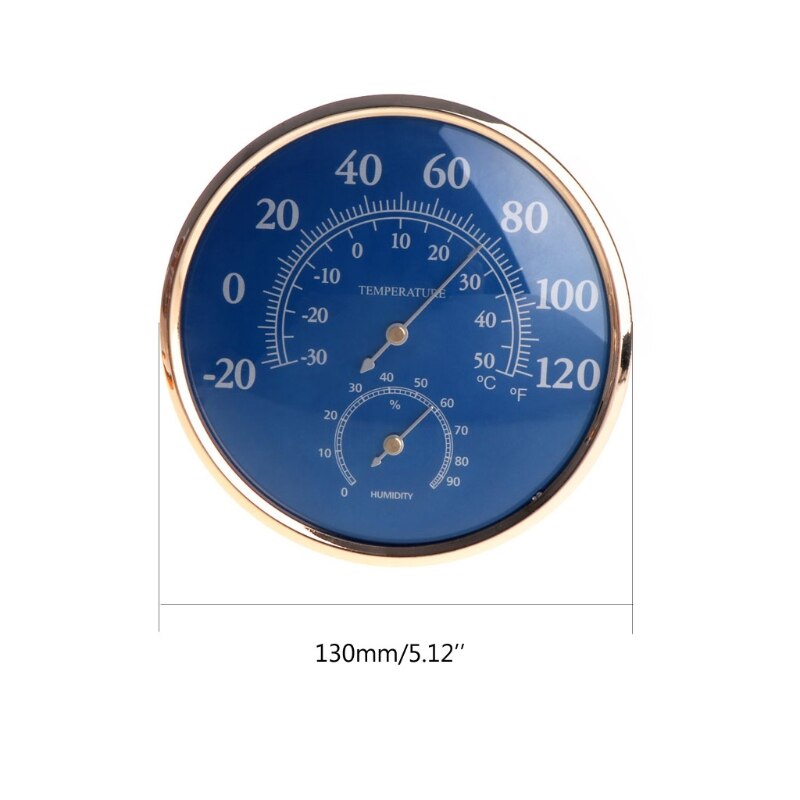 Large Round Thermometer Hygrometer Temperature Humidity Monitor Meter Gauge Blue