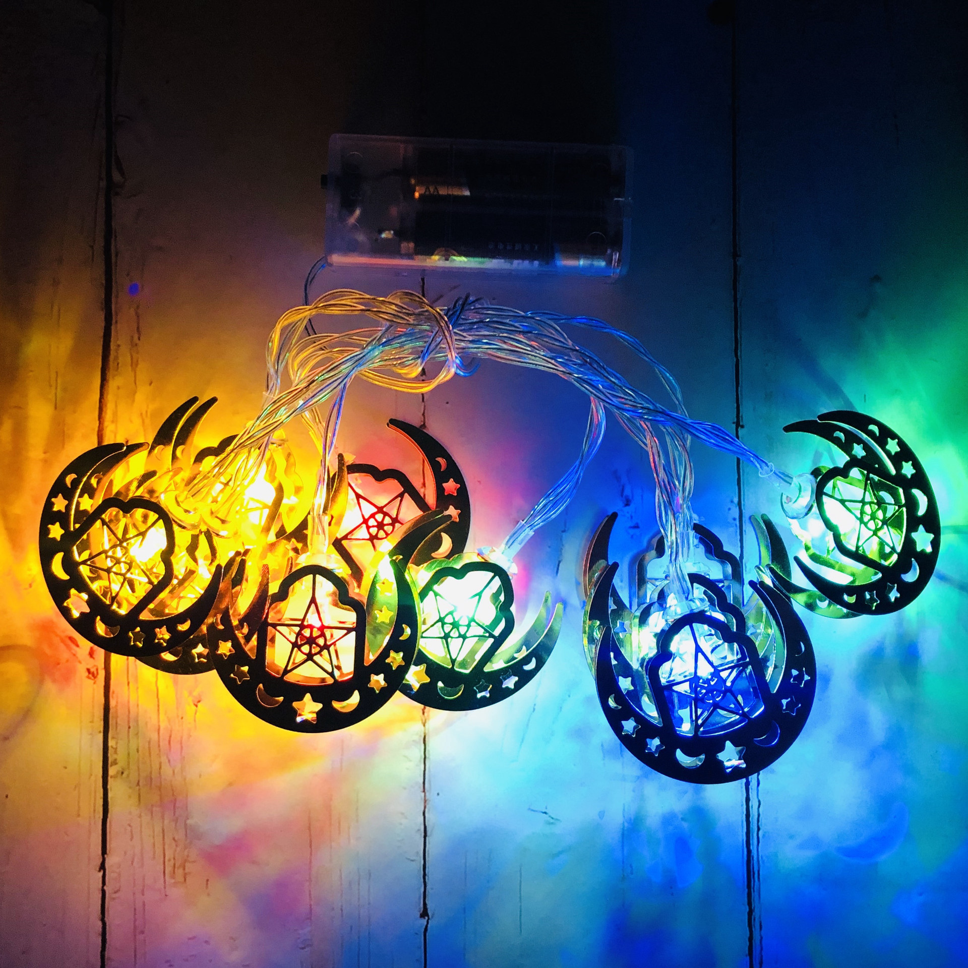 Ramadan Decoration Plastic Lantern Led String Lights Ramadan Kareem Decor Eid Mubarak Al-Fitr Eid Festival Party Supplies: DARK GRAY