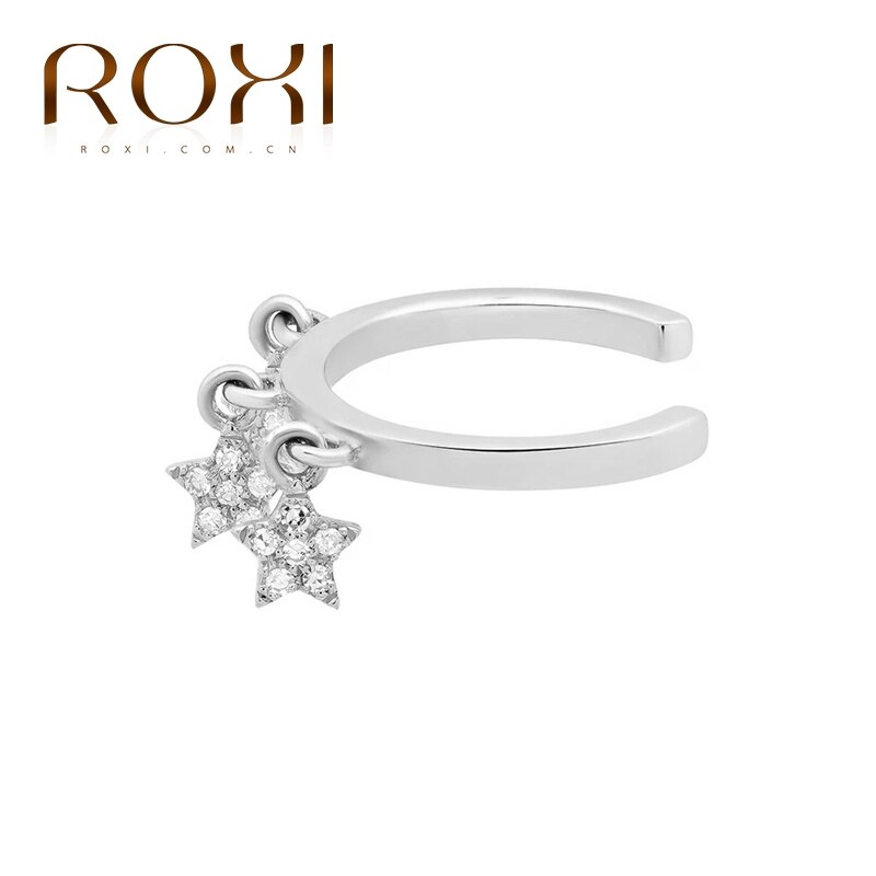 Roxi simples estrela cobra sem piercing orelha punhos para mulheres meninas festa brincos clipe de cristal em brincos 925 prata jóias de casamento: star silver