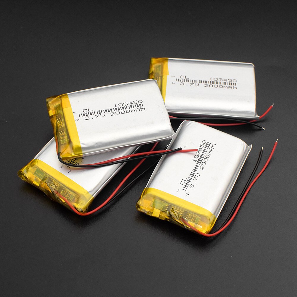 1/2/4 Hoge Capaciteit 103450 3.7 V Lithium Polymeer Batterij 2000 Mah Li-Po Li-Polymer MP5 gps Bluetooth Speaker Cellen Solar Lamp: 4 pieces