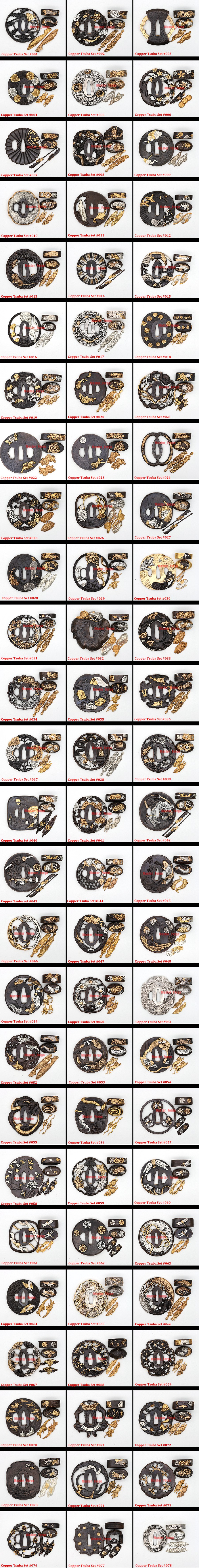 Japanese Samurai Katana Sword Accessories, High Class Gilded Gold and Silver Copper Tsuba Sets