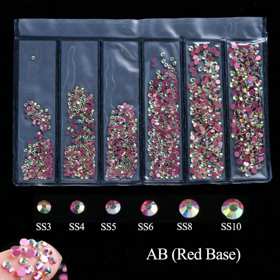 1440 stk blanding størrelse hvit ab sjarm spiker rhinestones 3d spiker Kunst dekorasjoner krystaller måke strass perler edelstener steiner  tr1049: Ab rød utgangspunkt
