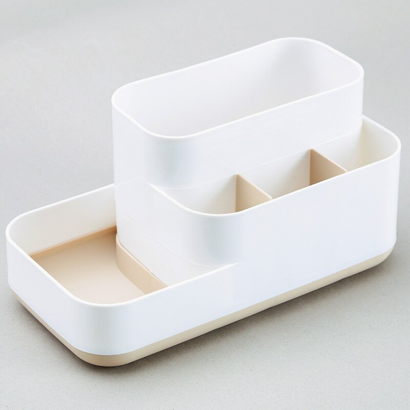 Gesew badeværelse arrangør boks stor kapacitet skillevæg opbevaring boks makeup vitrine badeværelse tilbehør sæt bad arrangør: Beige