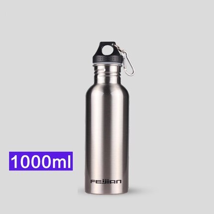 304 sport vandflasker i rustfrit stål 1800ml lækagesikker hætte kan holde isterninger gym kantine tumbler vandflaske med låg: 1000ml