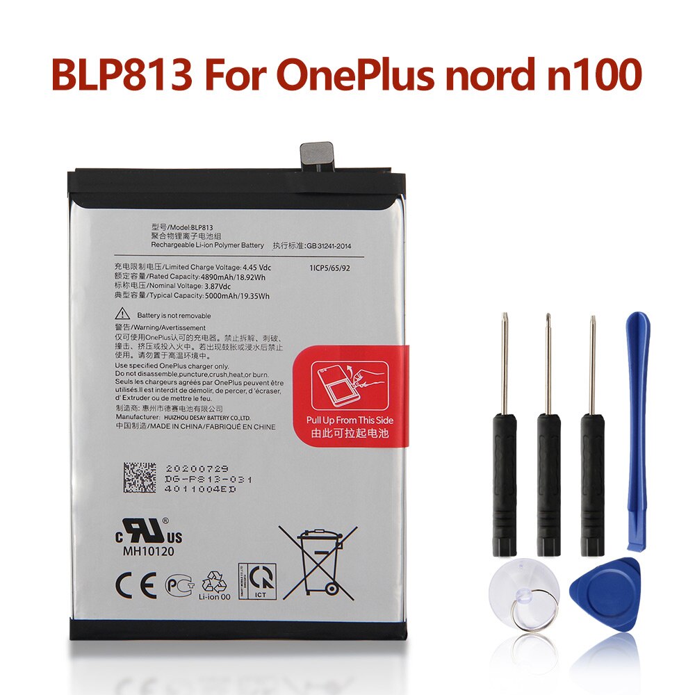 Original Replacement Battery For OnePlus 8 8Pro 8T 9 9Pro OnePlus Nord N10 Nord N100 BLP761 BLP759 BLP785 BLP813 Phone Battery: For Nord N100