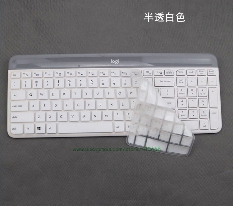 For Logitech MK470 K580 Slim Wireless Keyboard Silicone Dustproof Wireless Desktop keyboard Cover Skin Protector K580 MK 470: White