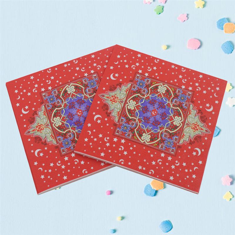 100pcs Servetten Kleurrijke Creatieve Afdrukken Weefsels Feestartikelen Servetten voor Id al-Fitr Eid Party Mindere Bairam