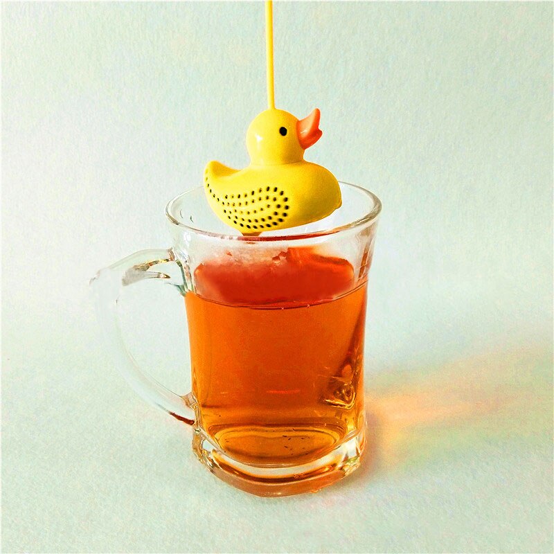Food Grade Theezeefjes Herbruikbare Keuken Accessoires Losse Blad Diffuser Thee-ei Siliconen Eend Vorm Thee Zak Met String