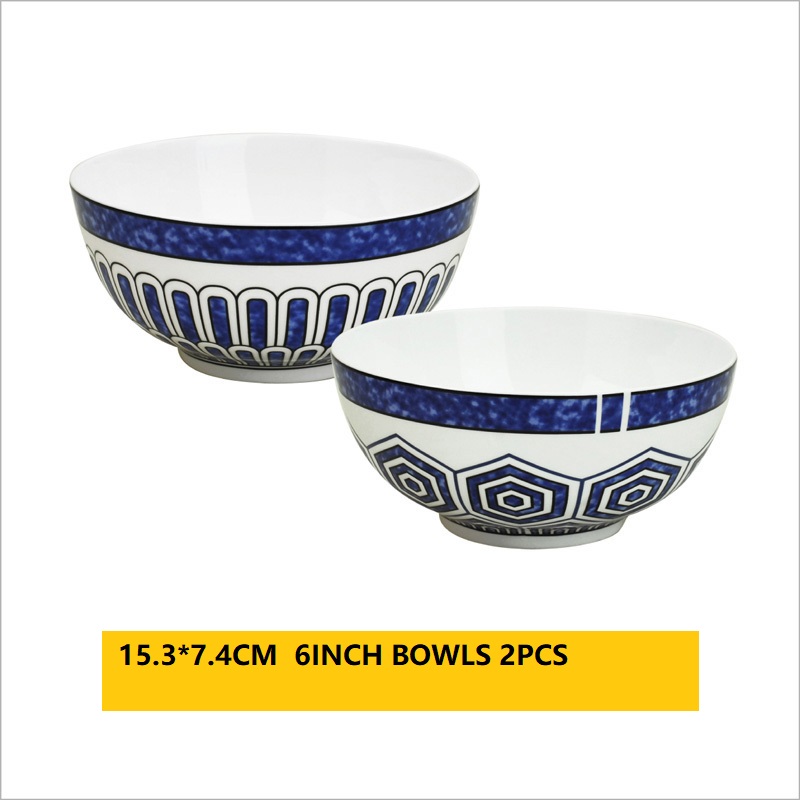 Talerze obiadowe sztućce talerze obiadowe wysokiej jakości zestaw talerzy niebieskie ładne ceramiczne naczynia świąteczne: 2 szt. 6 cale