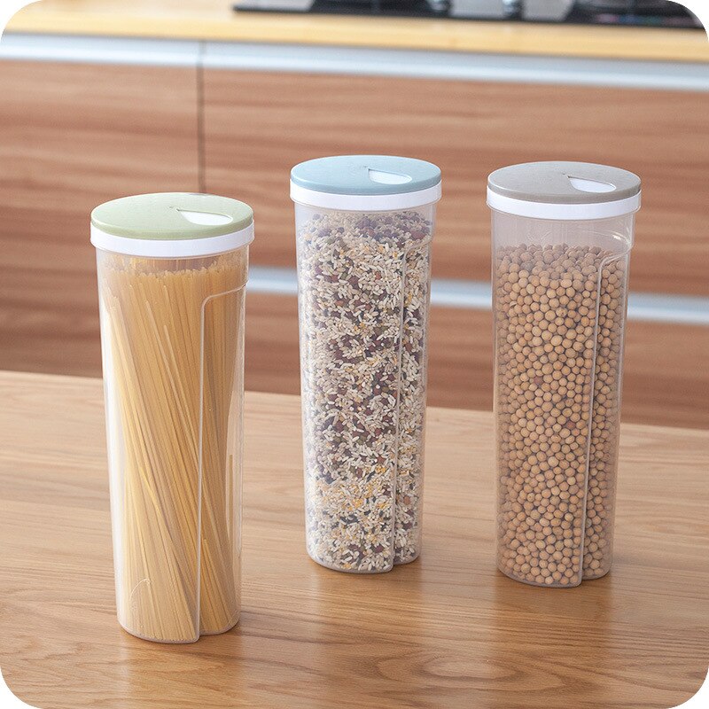 3Pcs Tall Food Storage Box Spaghetti Noodles Container Grain Cereal Jar Airtight Leak