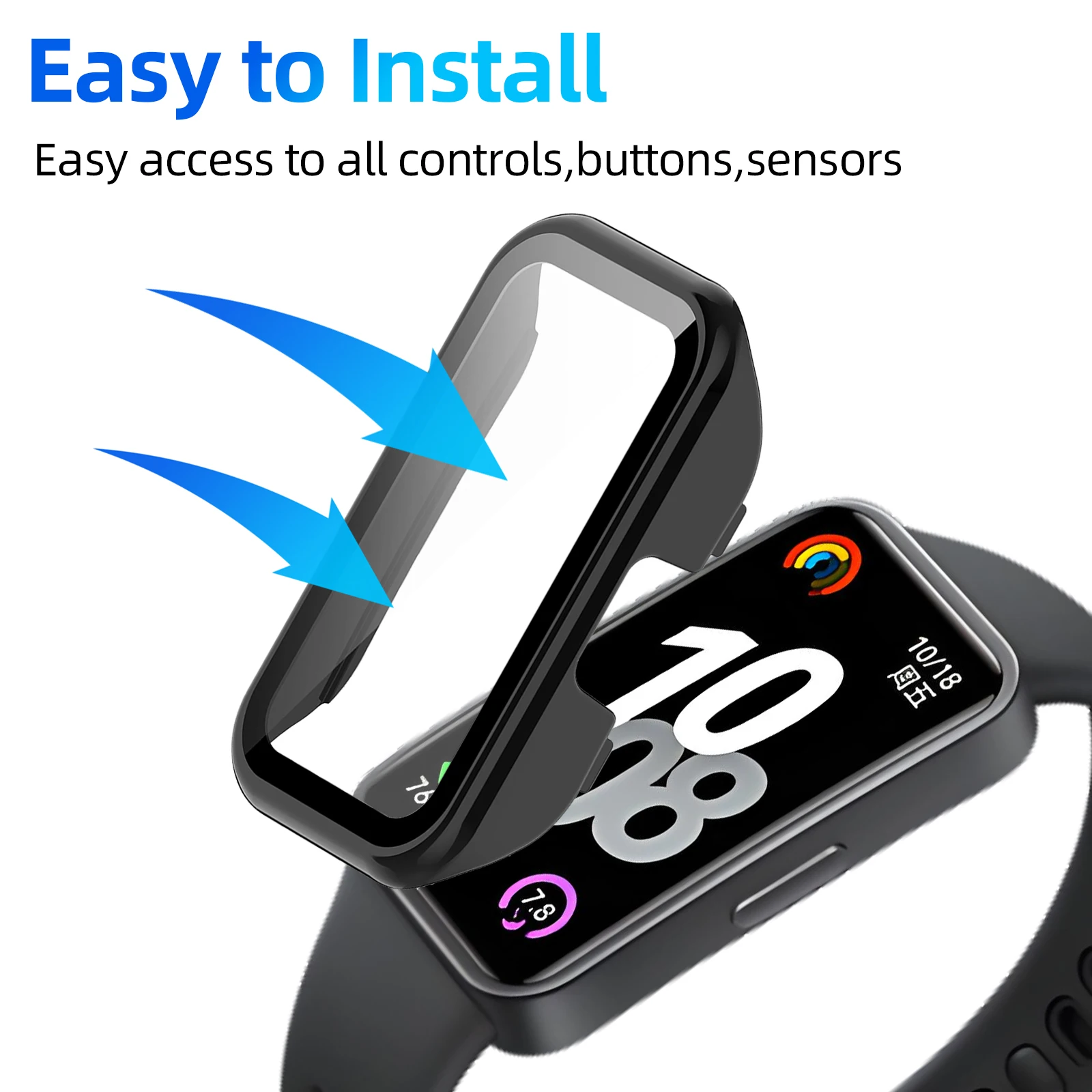 Glas + Case voor Huawei Band 10 9 8 Gehard Glas Screen Protector & Harde PC Beschermende Bumper voor Huawei Band 10/9/8 Accessoires