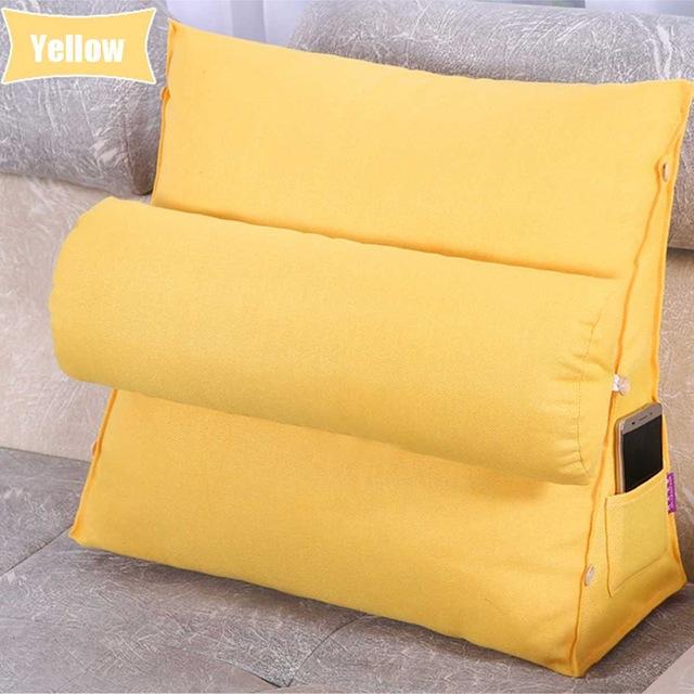Coussin de canapé de lit, 35, avec dossier triangulaire, siège de lit, siège de bureau, coussin à la taille: YELLOW