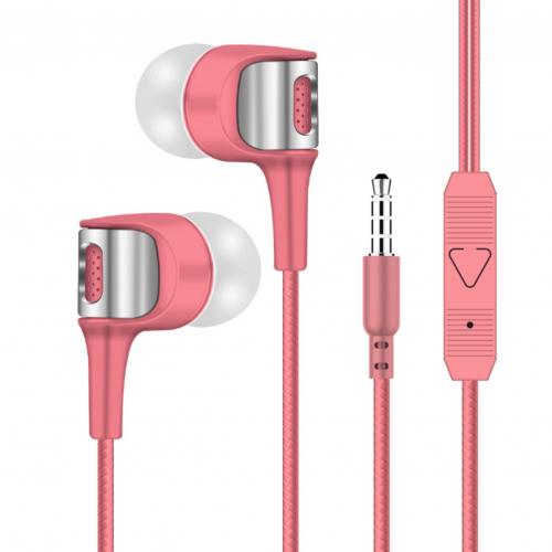 3.5mm Universal Dual Speakers Subwoofer Wired Bass In-ear Earphones Earbuds for ios Android: Pink