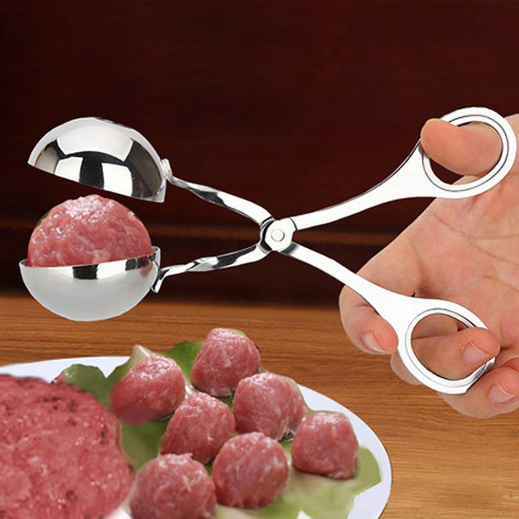 Stainless Steel Meat Ballers Maker Tongs Cake Maker Melon Baller Cookie Cake Rice Ball Tongs for Fruits Meatball Kitchen Tools