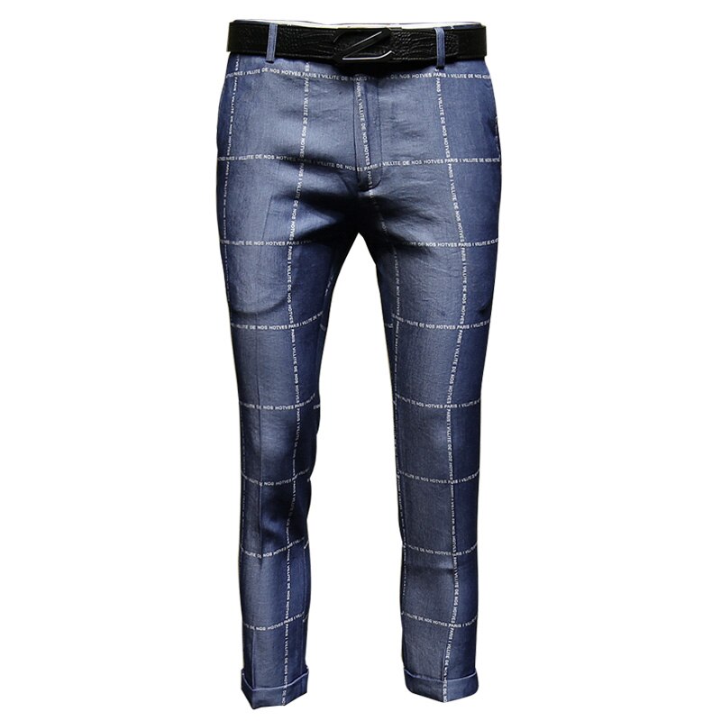 mens dress pants letters words printed grey plaid ...  Grandado