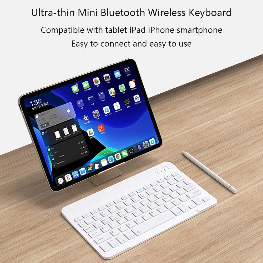 Mini Bluetooth Keyboard Wireless Keyboard Rechargeable For iPad Phone Tablet English Spanish Keyboard For Android ios Windows