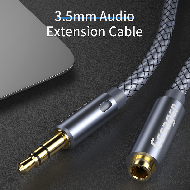 Essager Aux Kabel Jack 3.5 Mm Audio Verlengkabel voor Hoofdtelefoon 3.5 Jack Splitter Speaker Kabel voor Hoofdtelefoon Extender Cord