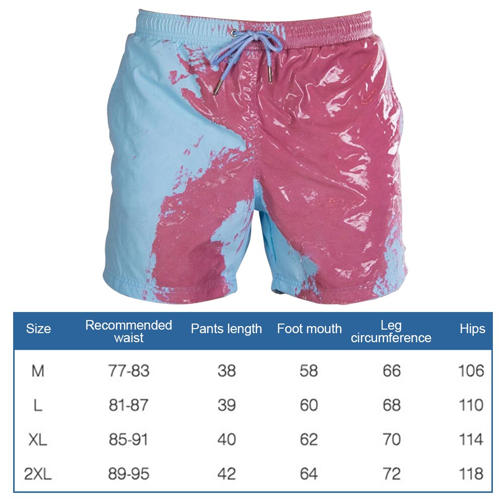 Swimming Pants Beach Swim Shorts Polyester Soft Comfortable Temperature Sensitive Funny Color Changing