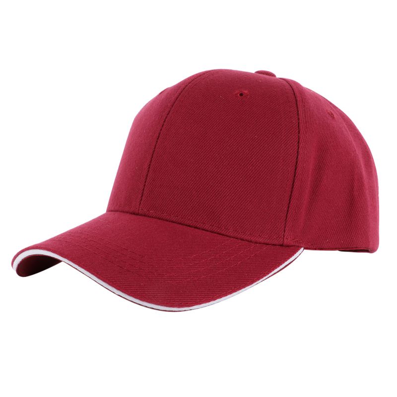 Sports Baseball Cap Angled Brim Hook and Loop Fastener Cotton Hat Adult Sportswear Accessories Saleym: wine red