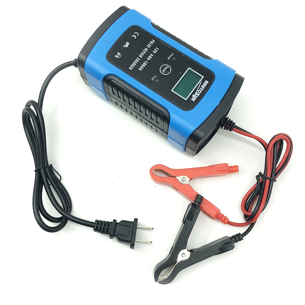 12V 6A LCD Smart Fast Car Battery Charger for Auto Motorcycle Lead-Acid AGM GEL Batteries Intelligent Charging