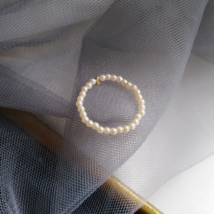 Natuurlijke Zoetwater Parel Multi-Kralen Ring Vinger Sieraden Continue Cirkel Minimalistische Ring Partij Sieraden: Default Title