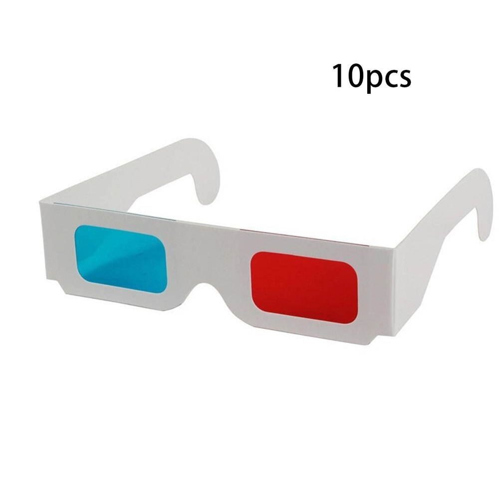 50Pcs/100Pcs/10 Stks/partij Universele Papier Anaglyph 3D Bril Papier 3D Bril Bekijken Anaglyph Rood/blauw 3D Glas Voor Movie Video: 10pcs