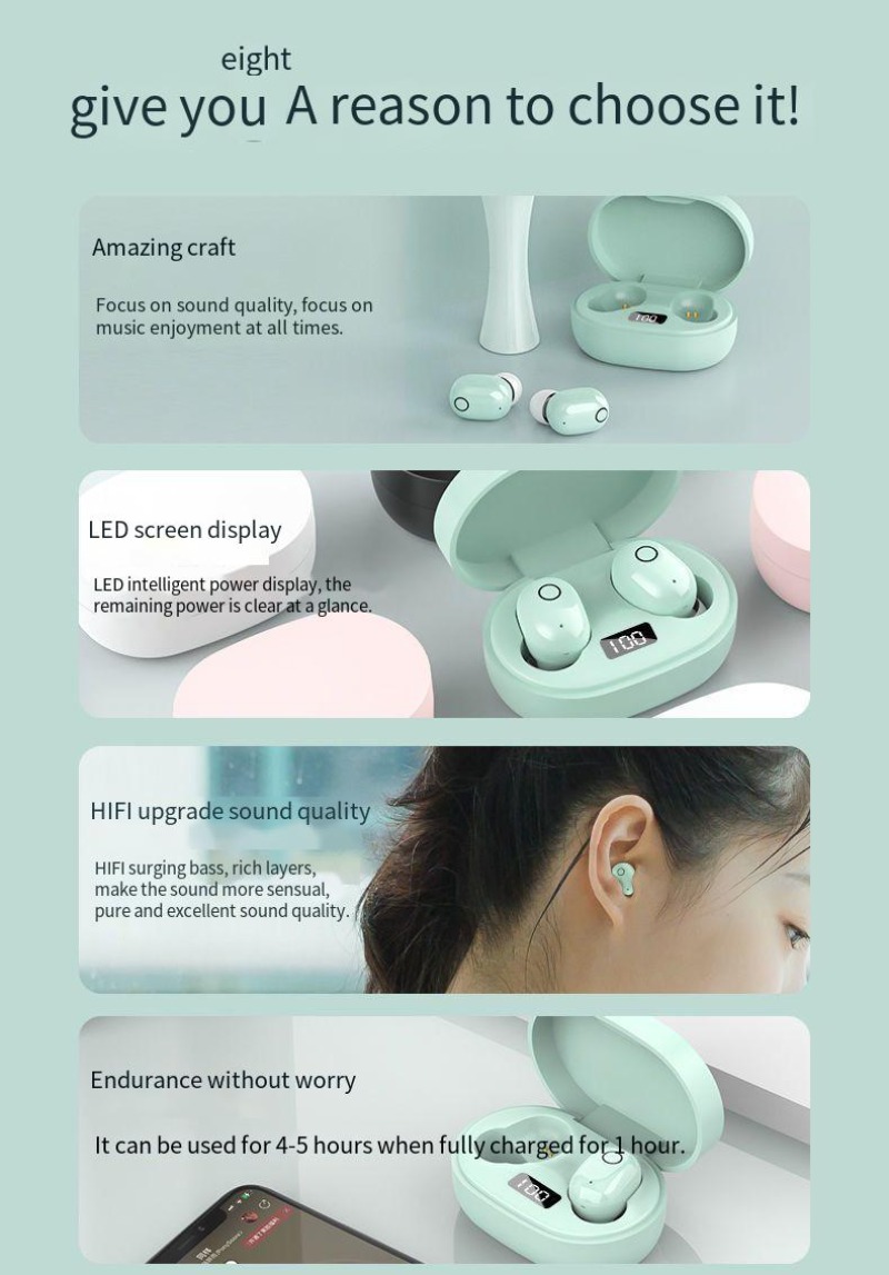 J15 ladies headset Bluetooth wireless mini cute girl with high face value, comfortable and high sound E6S