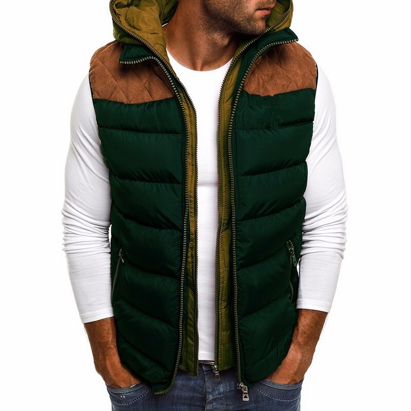 CYSINCOS hommes hiver coton gilets manteau à capuche hommes vêtements hommes Outwear hiver manteau Parkas hommes vestes gilet: C / Asian Size 4XL