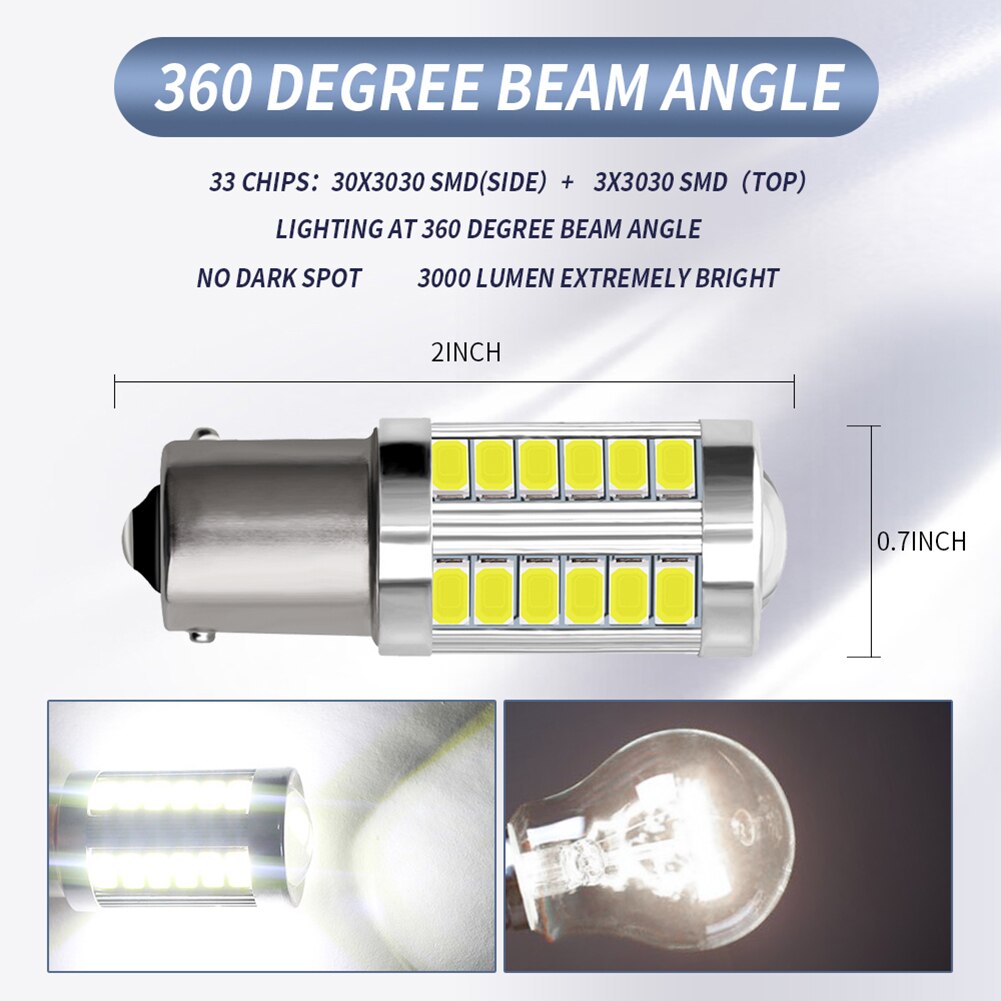 2 stuks 1156 5730 33SMD Auto LED Richtingaanwijzer Achteruitrijlicht Vervanging Bollen voor Auto