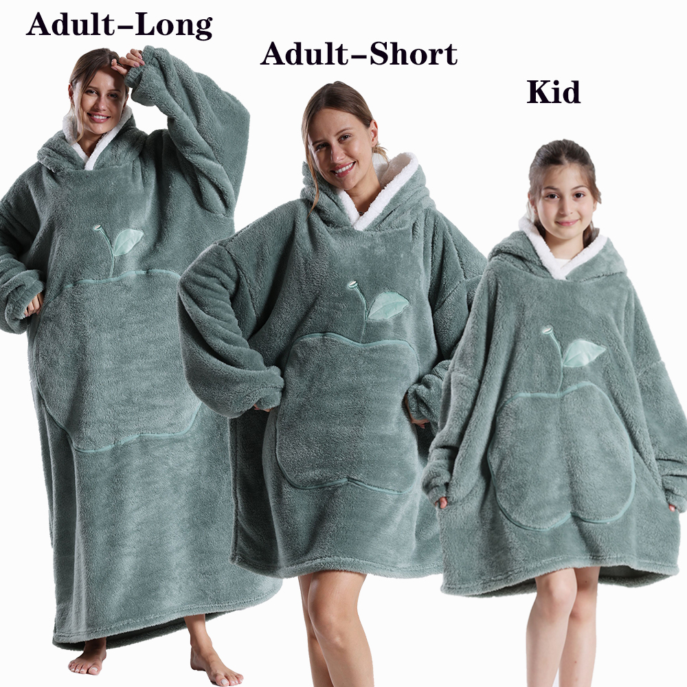 Sweat-shirt à capuche d'hiver pour femmes et hommes, pull Extra Long, et doux, polaire géante TV, couverture surdimensionnée avec manches longues en flanelle: S / Gris foncé