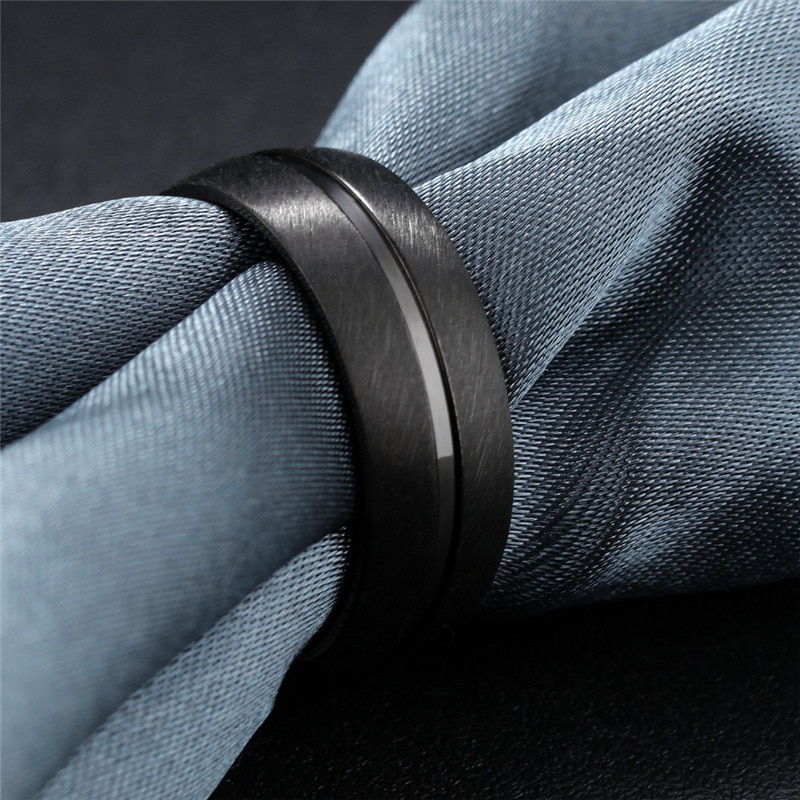 Nueva , anillo negro de Punk Rock, anillo de acero inoxidable para hombre moderno, joyería de boda