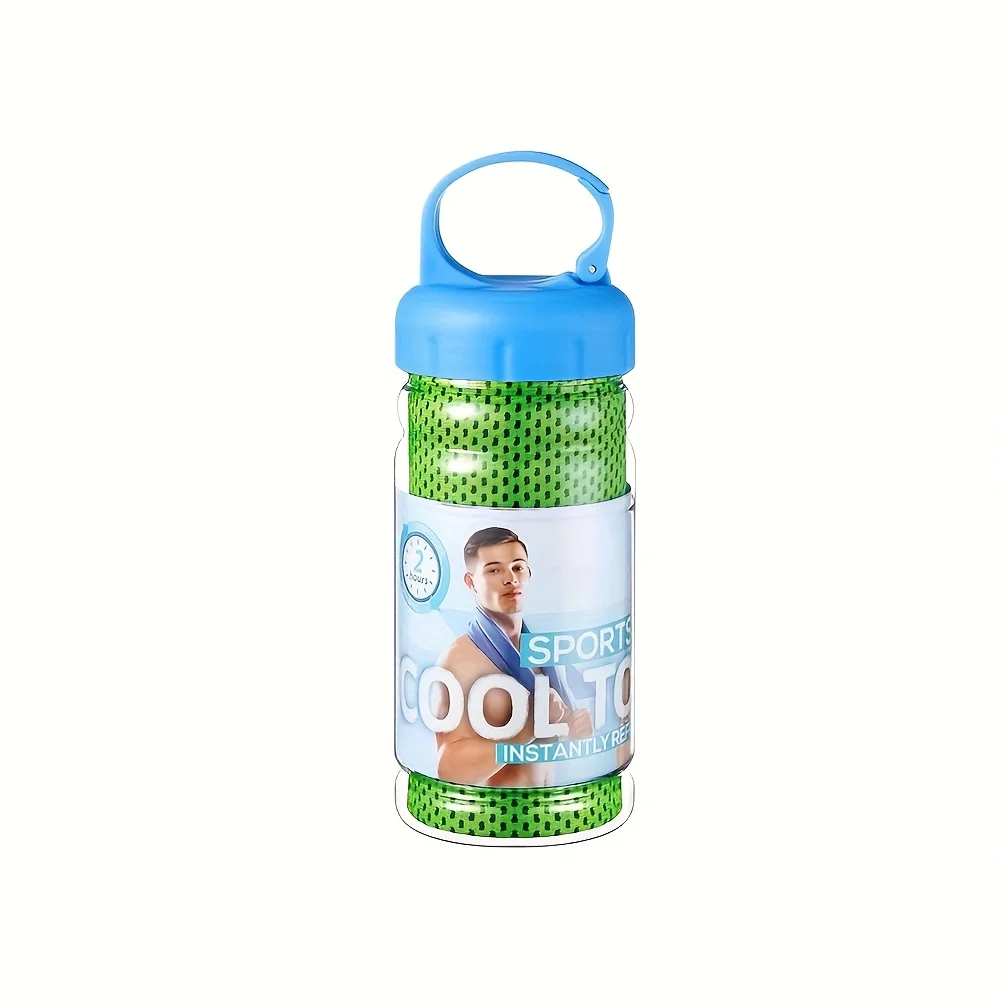 30×80cm Draagbare op fles gemonteerde sneldrogende handdoek Gym Sport Zweetabsorberend Koude sensatie Snelle ijshanddoek Zwemmen Strandhanddoeken: groen