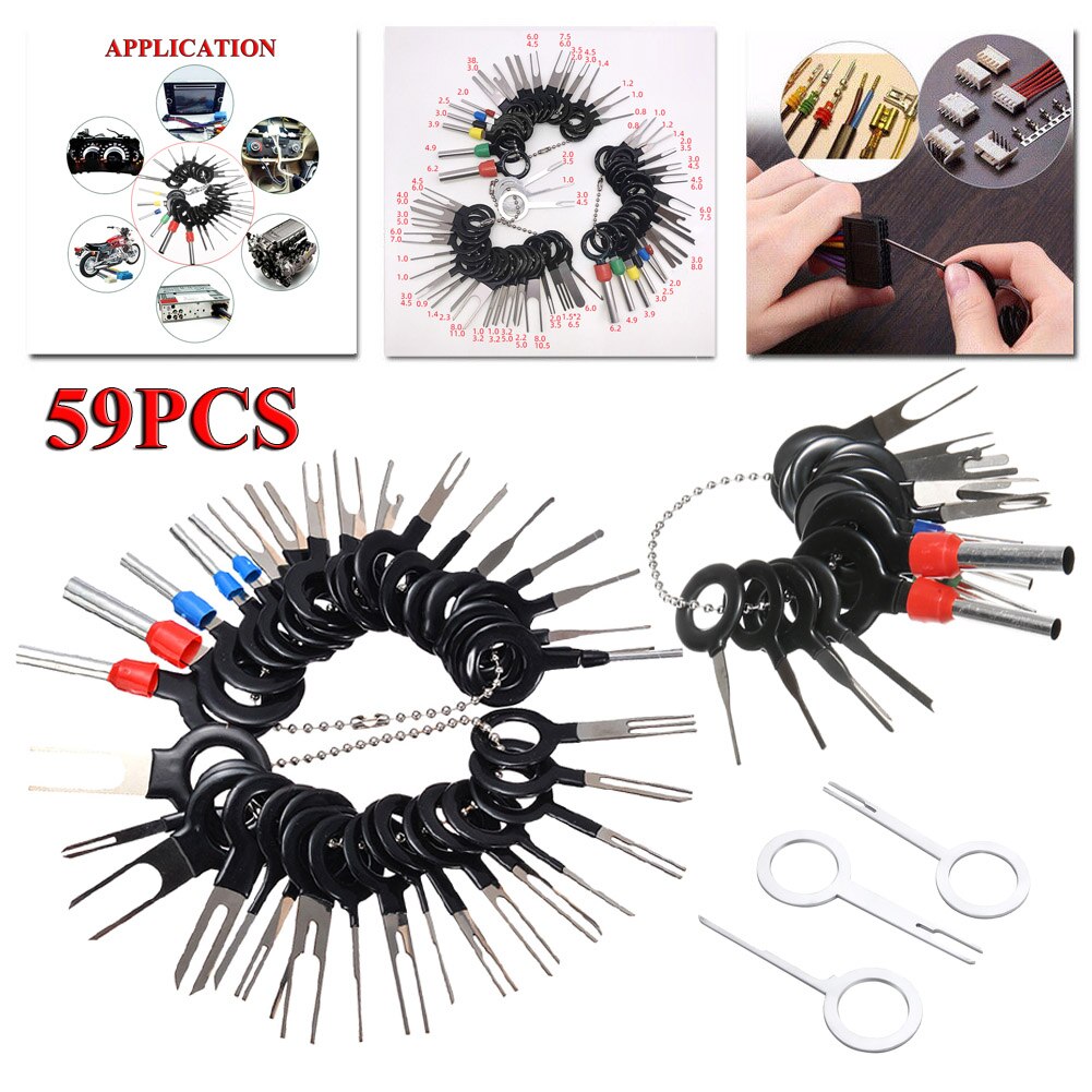 59Pcs Car Terminal Removal Electrical Wiring Crimp Connector Pin Extractor Kit Car Electrico Repair Hand Tools