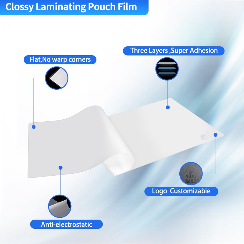 YIDU SAILS laminating pouch film a5/8" 160x225mm 55mic/2.2mil laminated paper pouches 1oopcs/box