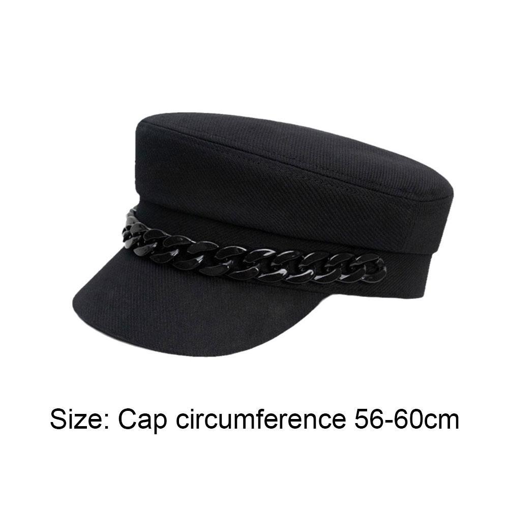 Beret Chain Navy Hat Octagonal Hat Women&#39;s Autumn And Winter Flat Top Navy Hat British Retro Newsboy Hat Baseball Cap