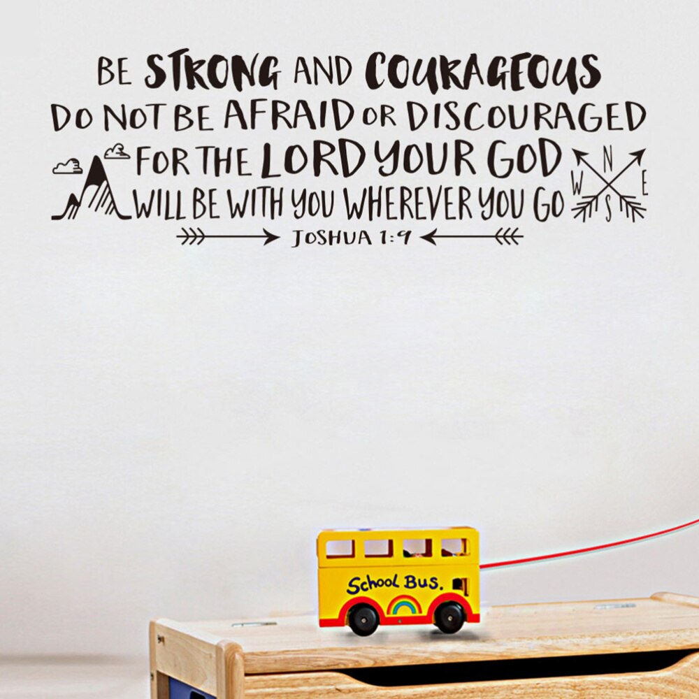 1PC Vinyl Peel and Stick Bible Verse Removable Non-toxic DIY Joshua 1:9 Bible Scripture Wall Stickers Wall Decals Wallpaper