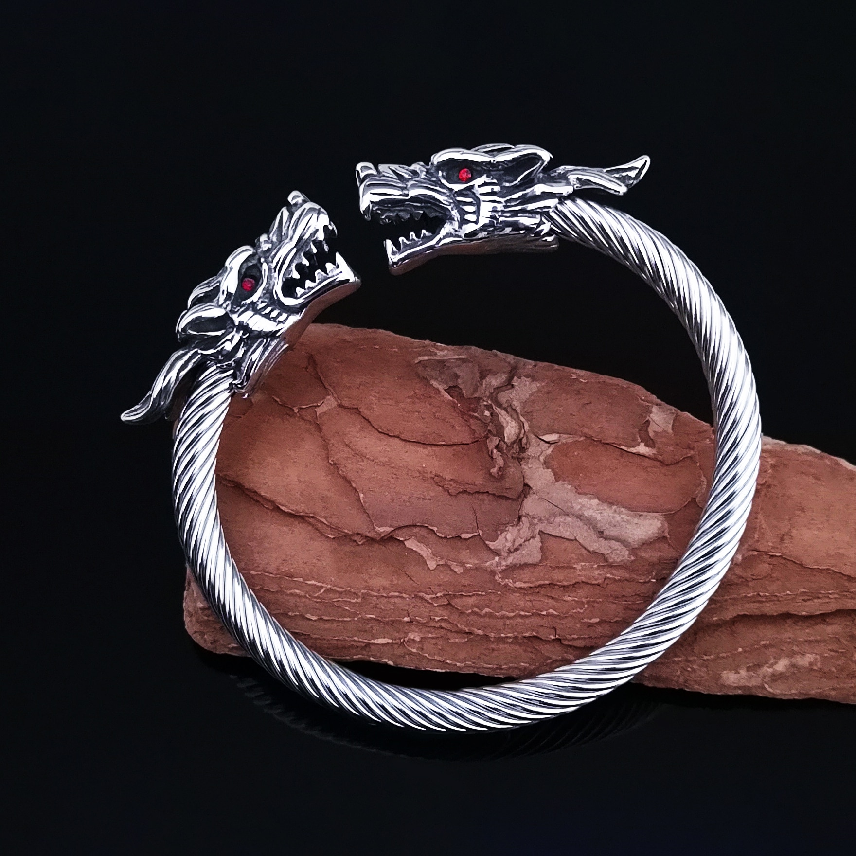 Vargarmband i rostfritt stål smycken tillbehör vikingarmband herrarmband manschett armband kvinnligt armband