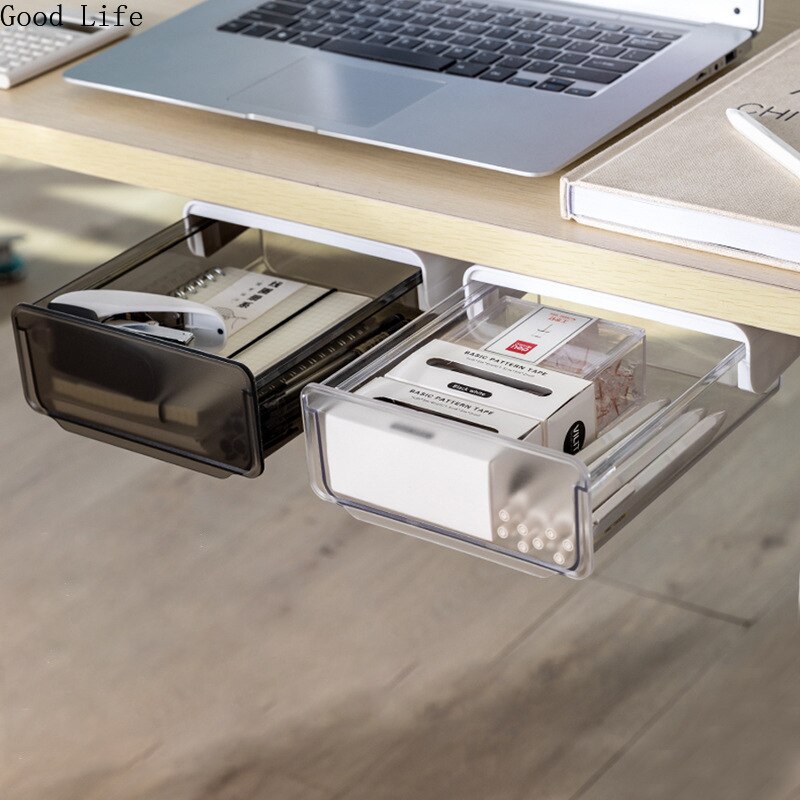 Cajones de almacenamiento para debajo del escritorio, cajonera Invisible pequeña para dormitorio, organizador de papelería para oficina en casa