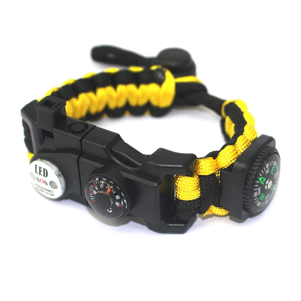 Pulsera de soga de supervivencia LED multifunción para hombre, luz de señal de emergencia multifuncional, silbato deportivo: yellow