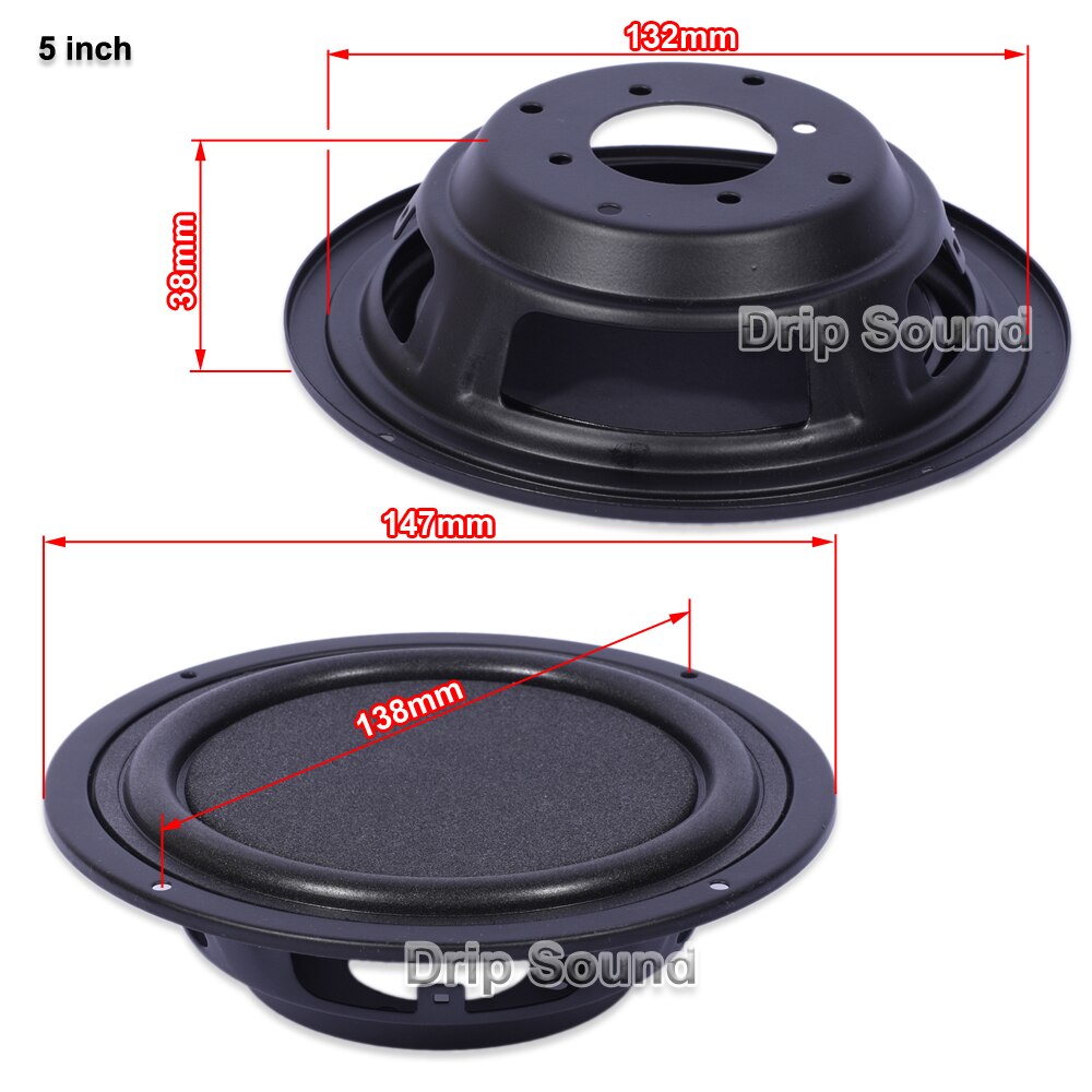 5 &quot;/6.5&quot;/8 &quot;zoll Hilfs Lautsprecher passiv Kühler Tieftöner Bass Membran Booster Schaum Rand Flache oberfläche umkehren Becken Stehen: 1 Stück / 5 Zoll (147mm)