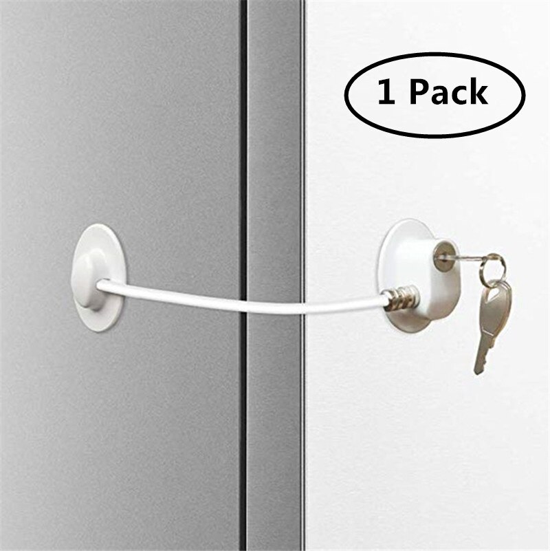 Cerradura de seguridad con 2 llaves para congelador, cerrojo de 3 piezas para puerta de nevera, a prueba de niños, para cajón, puerta de inodoro: white 3 pcs
