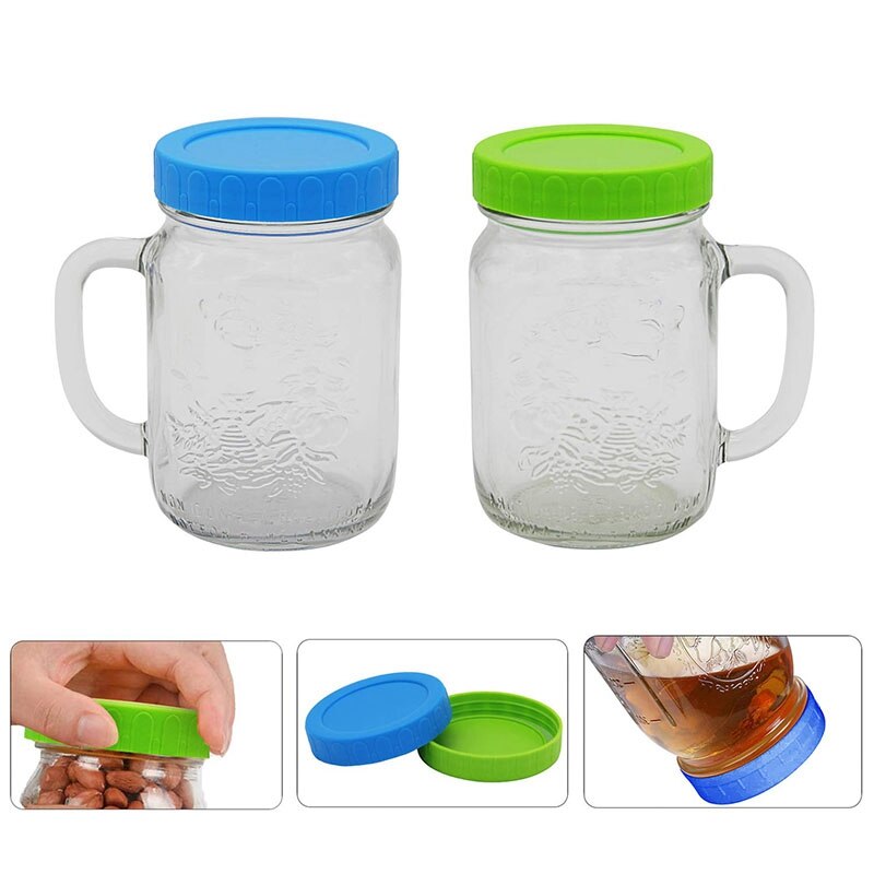 8Pcs Various Color Wide Mouth Mason Jar Seal Lids Storage Caps Fermenting Covers Leakproof Replacement Lids with Silicone Seal f